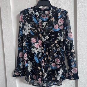 Kut From the Kloth Jasmine Chiffon Button-up - Black Small